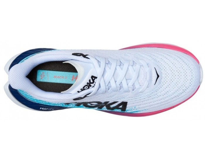 Hoka Mach 5 White Scuba Blue